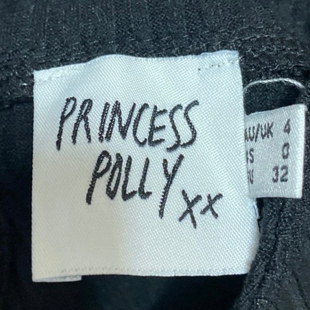 Princess Polly Black Ribbed Knit Long Sleeve Button Up Polo Crop Top Size 0 - Picture 3 of 3